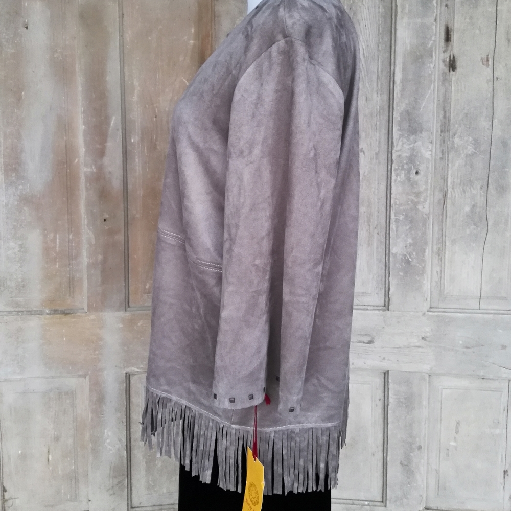 Ruby Rd. Taupe Fringe Jacket - Picture 7 of 8